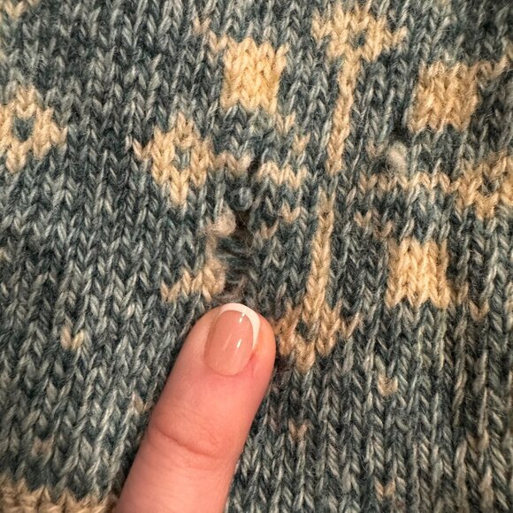 Vtg Woolrich‎ Cardigan Sweater Womens L Fair Isle Novelty Winter Snowflake Deer - Picture 6 of 8